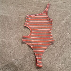 Striped One-Shoulder Bodysuit